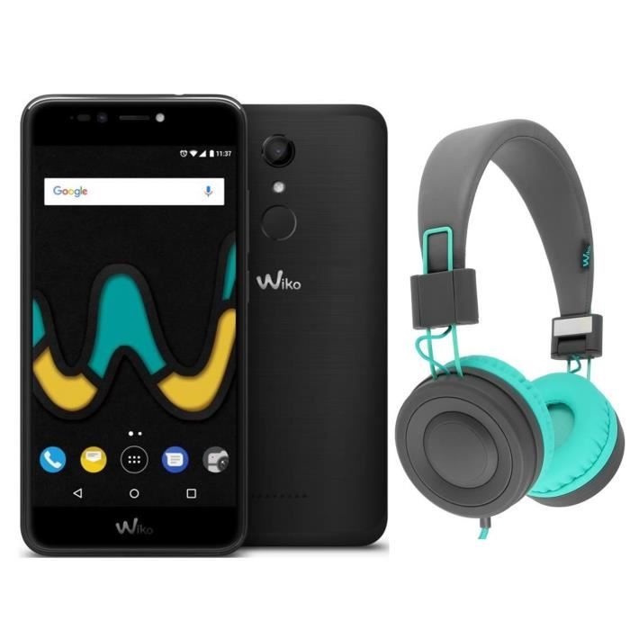 Wiko UPulse Noir + Casque filaire Wiko Wishake Gris