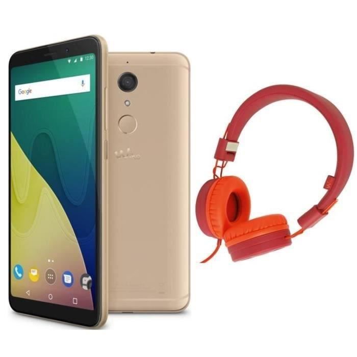 Wiko View XL Gold+ Casque filaire Wiko Wishake Rouge