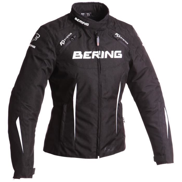 BERING Blouson Moto Lady Katniss Noir et Blanc