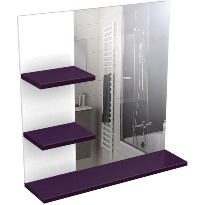 CORAIL Meuble miroir de salle de bain 60 cm - Aubergine Haute Brillance