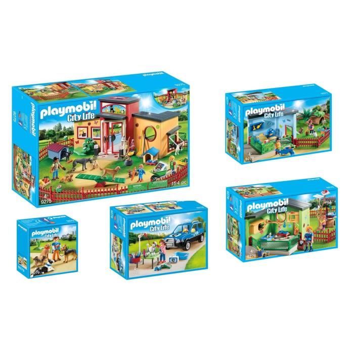 PLAYMOBIL - Pack La Pension des Animaux - Lot de 5 Boîtes