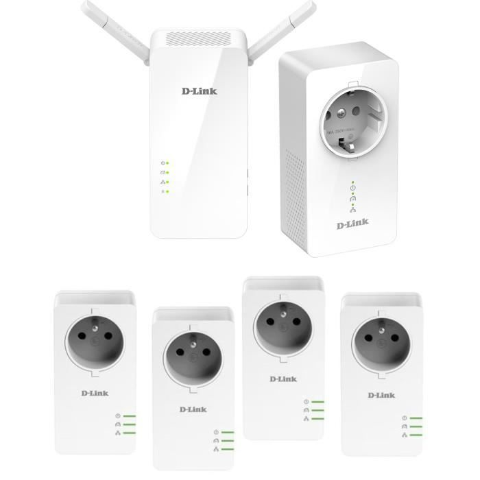 D-Link Pack 5 Adaptateurs CPL 1000 Mbit/s + 1 CPL Wifi AC 1200 Mbit/s
