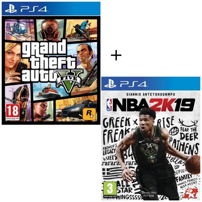 NBA 2K19 + GTA V - Jeux PS4