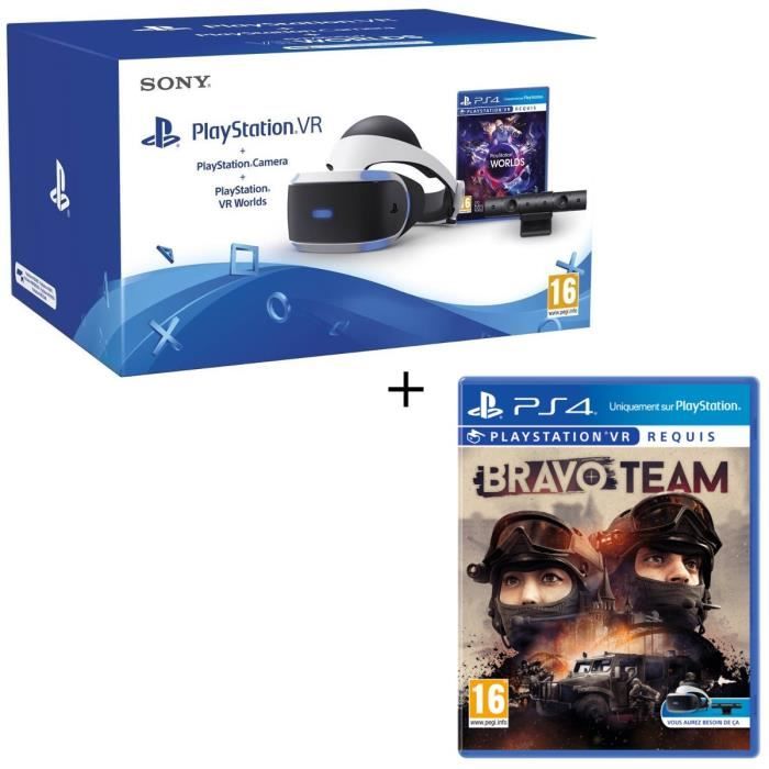 PlayStation VR + PlayStation Caméra + 2 Jeux : VR Worlds + Bravo Team Jeu VR