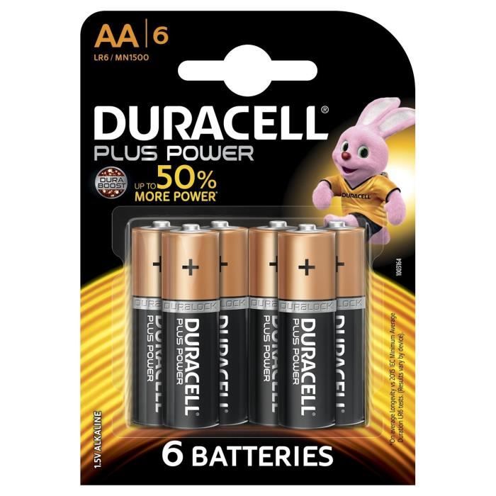 DURACELL Plus Power Piles type LR6 / AA Lot de 6