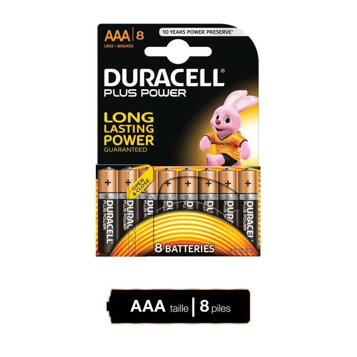 DURACELL Plus Power Piles type LR03 / AAA Lot de 8