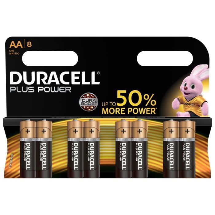 DURACELL Plus Power Piles type LR06 / AA Lot de 8