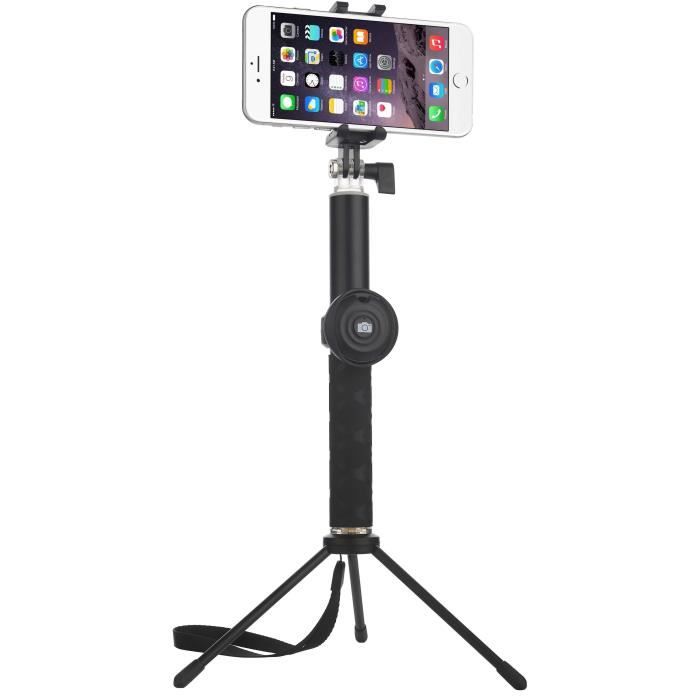 QANTIK GALAXY Perche à Selfie 2 en 1 bluetooth avec trépied amovible pour smartphone et caméra sport 26 à 116cm