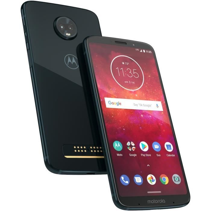 Motorola Moto Z3 Play Bleu nuit + MODS batterie offerte