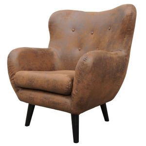 VIBORG Fauteuil scandinave en tissu marron