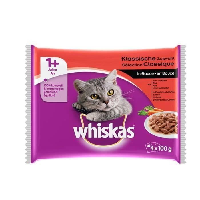 WHISKAS Sachets fraîcheur en sauce - 4 variétés - Pour chat adulte stérilisé - 4 x 100 g (x13)