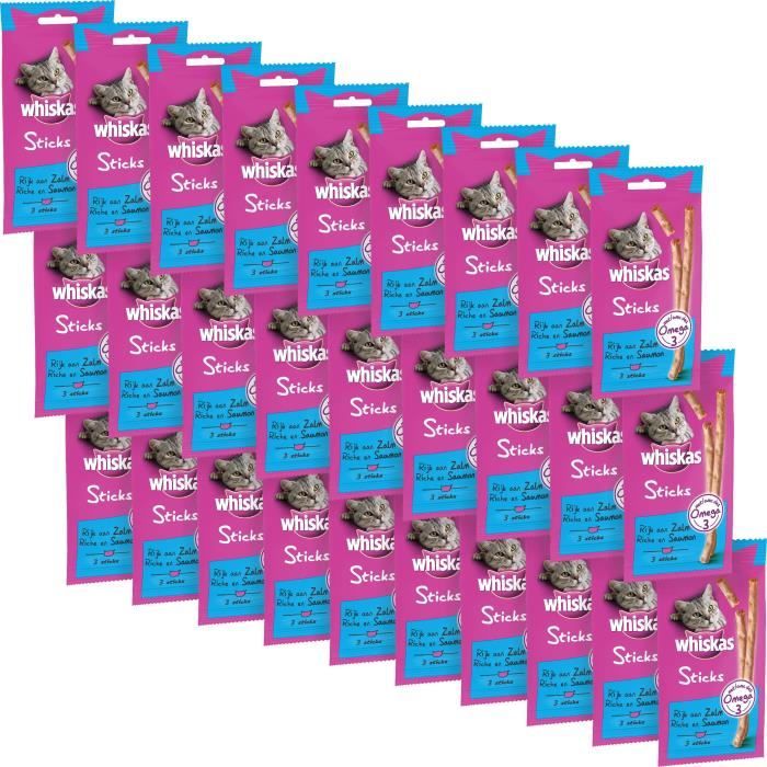 WHISKAS Friandises Sticks - Au saumon - Pour chat - 3 x 6 g (x28)