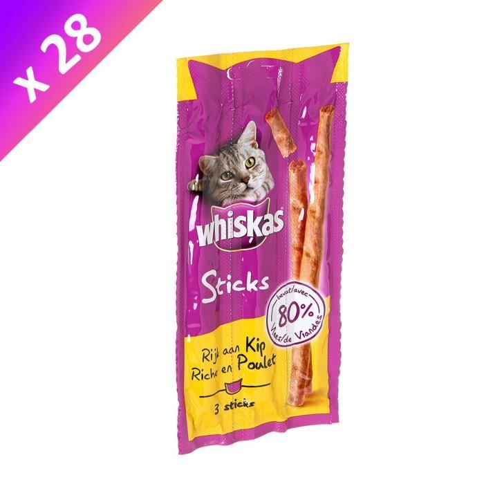 WHISKAS Sticks au poulet - Pour chat adulte - 3x6g (x28)