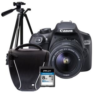 CANON EOS 1300D + EF-S 18-55mm DC III Appareil photo Reflex + Carte 8Go + Sacoche + Trépied