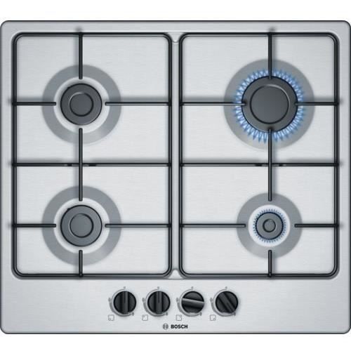 BOSCH PGP6B5B80 Table cuisson gaz - 4 foyers - L 58,2 x P 45 cm - Revêtement inox - Coloris Inox