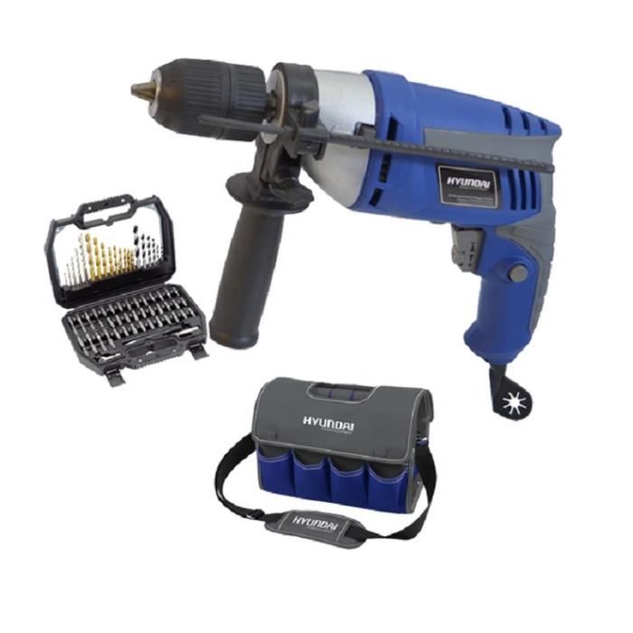 HYUNDAI Perceuse à percussion + sac à outil et coffret 78 accessoires - 600 W