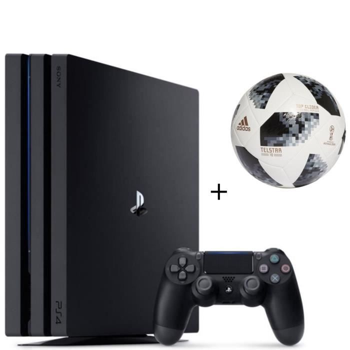 Pack PS4 Pro Noire 1 To + ADIDAS Ballon de football Coupe du Monde de la FIFA™ Top Glider - Taille 5 - Blanc et noir
