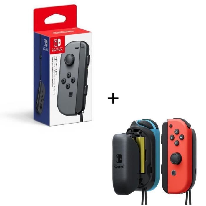 Manette Joy-Con gauche grise Switch + Paire de batteries à piles AA