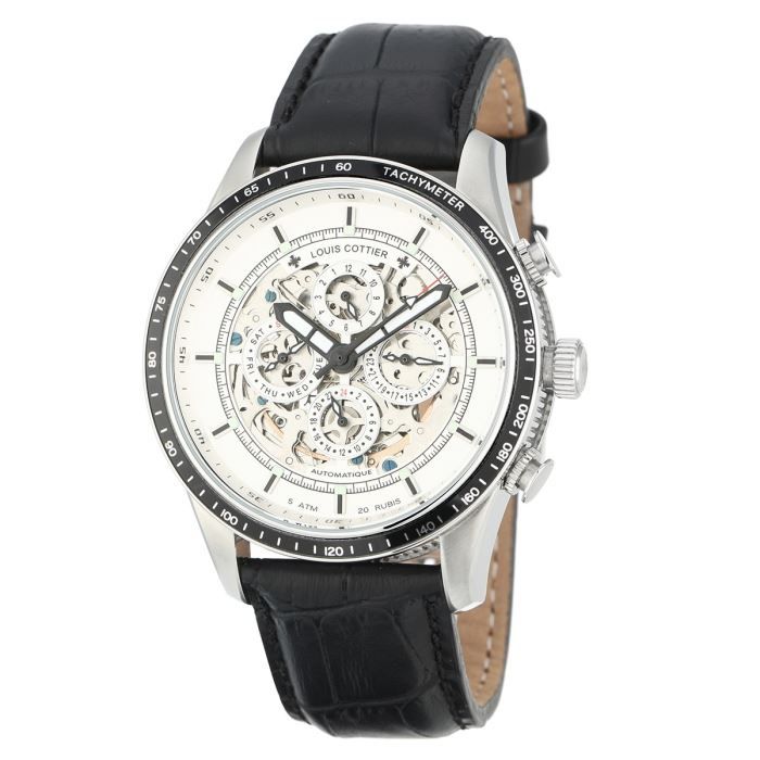 LOUIS COTTIER Montre Quadra Bracelet Cuir Homme