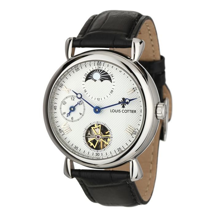 LOUIS COTTIER Montre Automatique Travelling Bracelet Cuir Homme