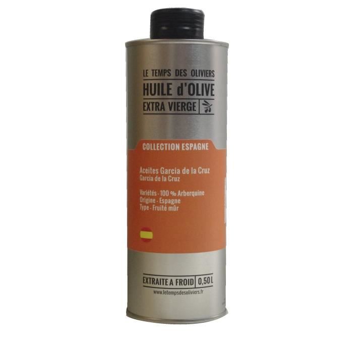 LE TEMPS DES OLIVIERS - Huile d'olive Extra Vierge 100 % Arbequine Extraite à froid - 50 cl