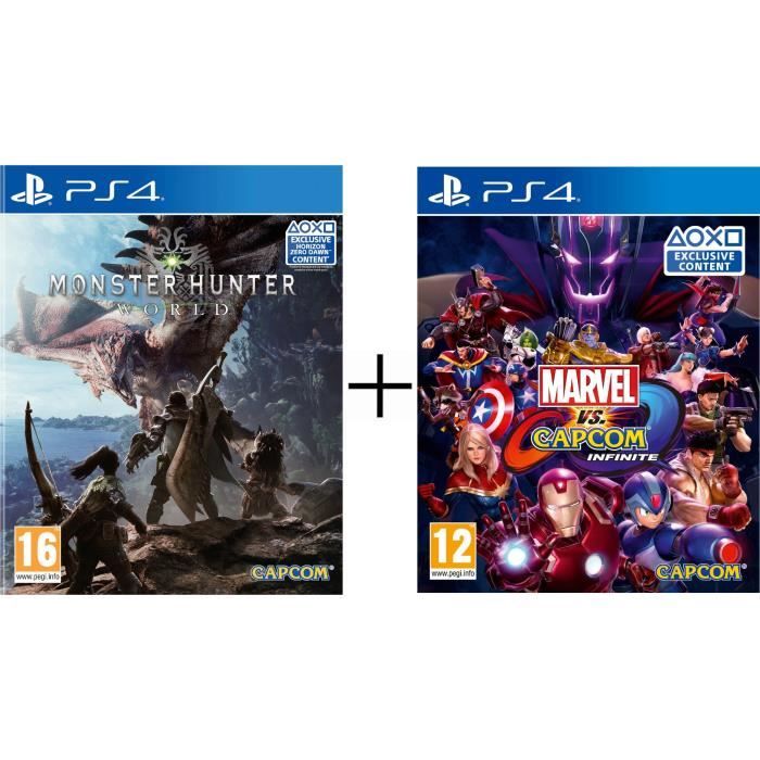 Pack 2 jeux PS4 : Monster Hunter World + Marvel vs Capcom