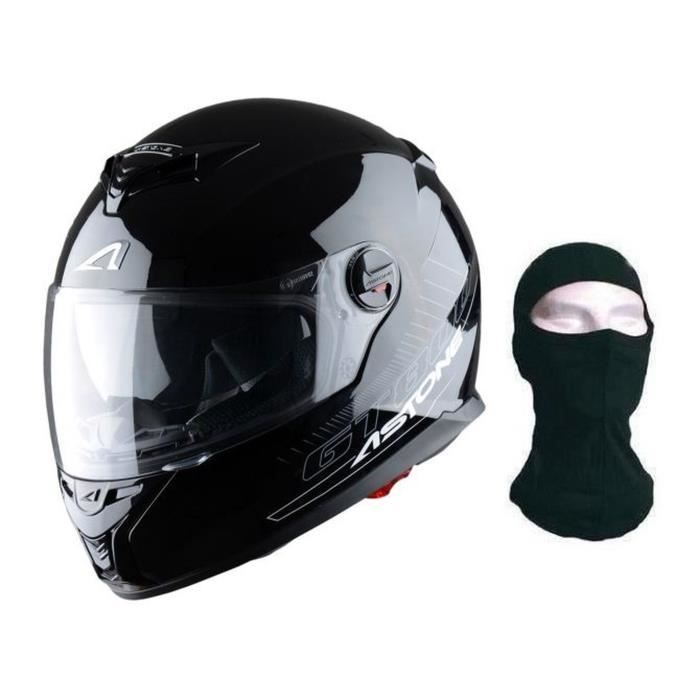 ASTONE Casque Intégral GT 800 Noir Verni + Cagoule