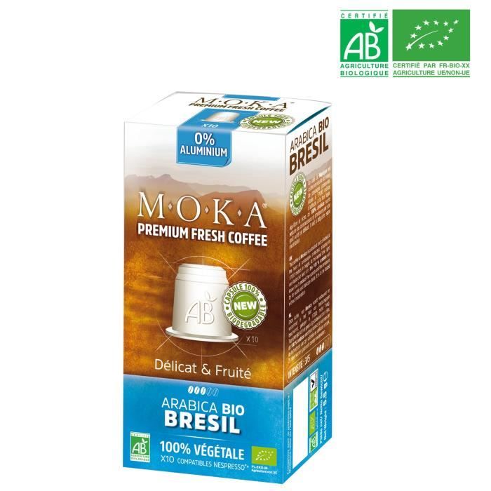 MOKA 10 capsules de café Arabica Brésil - Bio - Compatibles avec le système Nespresso®*