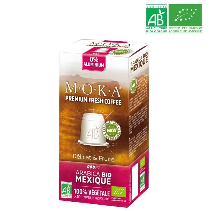 MOKA 10 capsules de café Arabica Méxique - Bio - Compatibles avec le système Nespresso®*