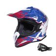 NOX Cosmos Casque Cross Déco Bleu, Blanc et Rouge + Masque