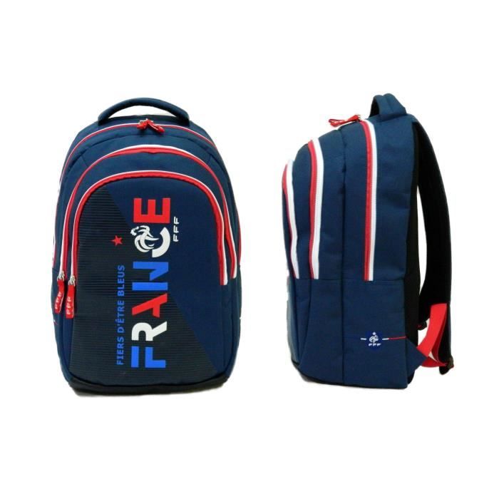 FÉDÉRATION FRANÇAISE DE FOOTBALL Sac à Dos - 2 Compartiments - Primaire / Collège - 45 cm - Bleu - Enfant Garçon