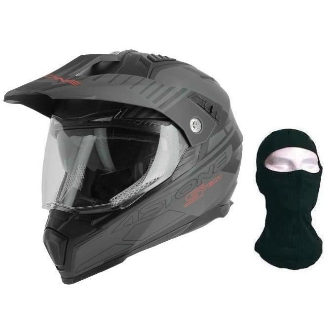 ASTONE Casque cross Crossmax S Tech + cagoule - Noir mat