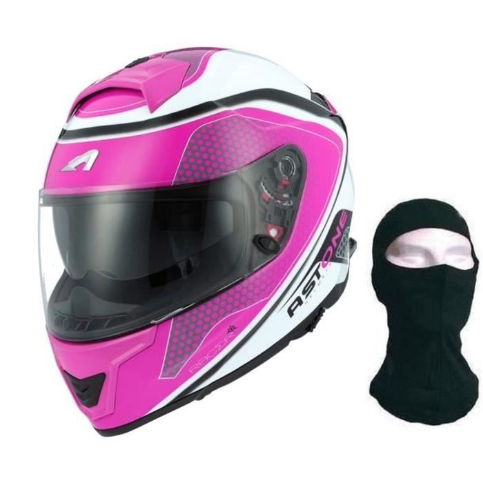 ASTONE Casque Intégral GT 1000F Hexa Pink + Cagoule