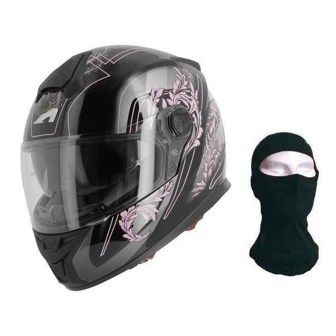 ASTONE Casque Intégral GT800 Evo Primera + cagoule - Noir et rose