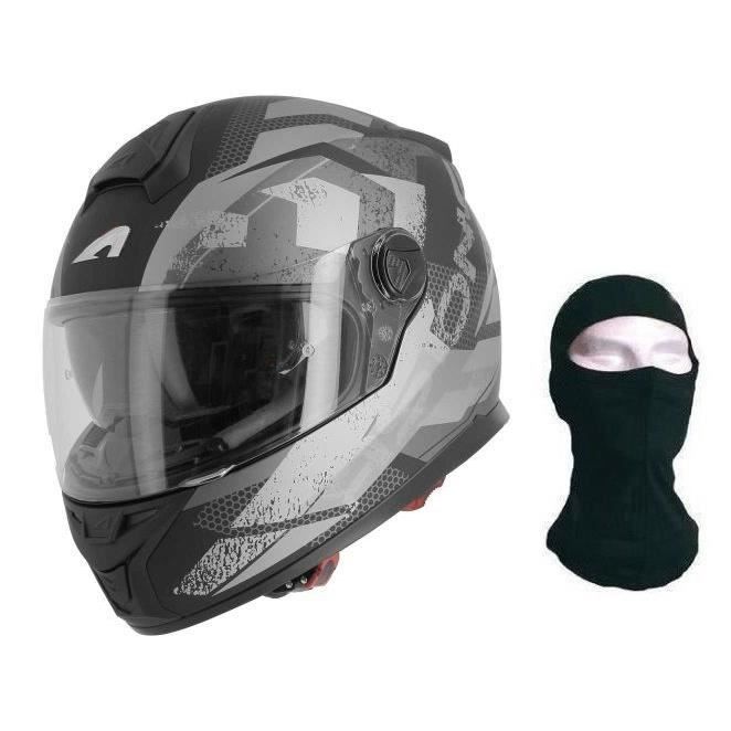 ASTONE Casque Intégral GT800 Evo Track + cagoule - Noir et gris