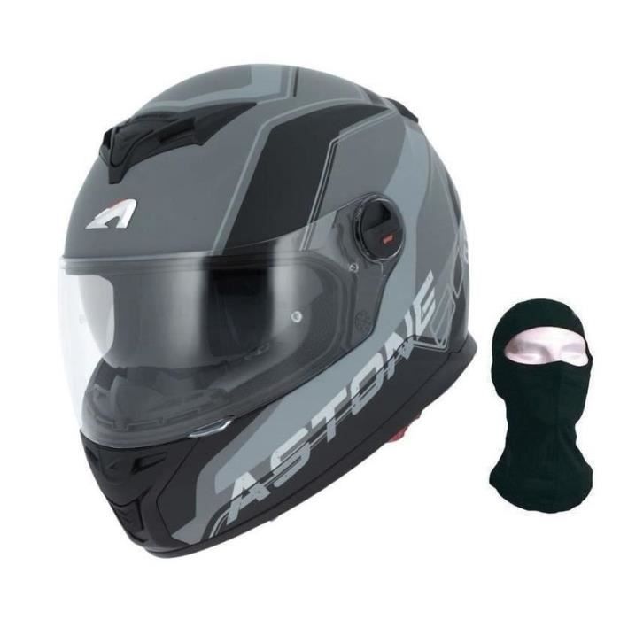 ASTONE Casque Intégral GT 800 Wire Noir Gris + Cagoule