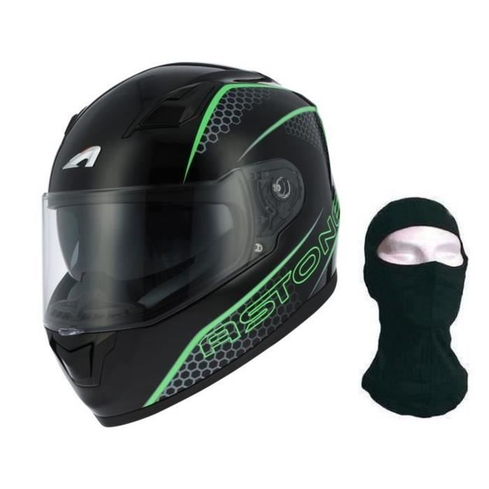 ASTONE Casque Intégral GT 900 Pulse Vert + Cagoule