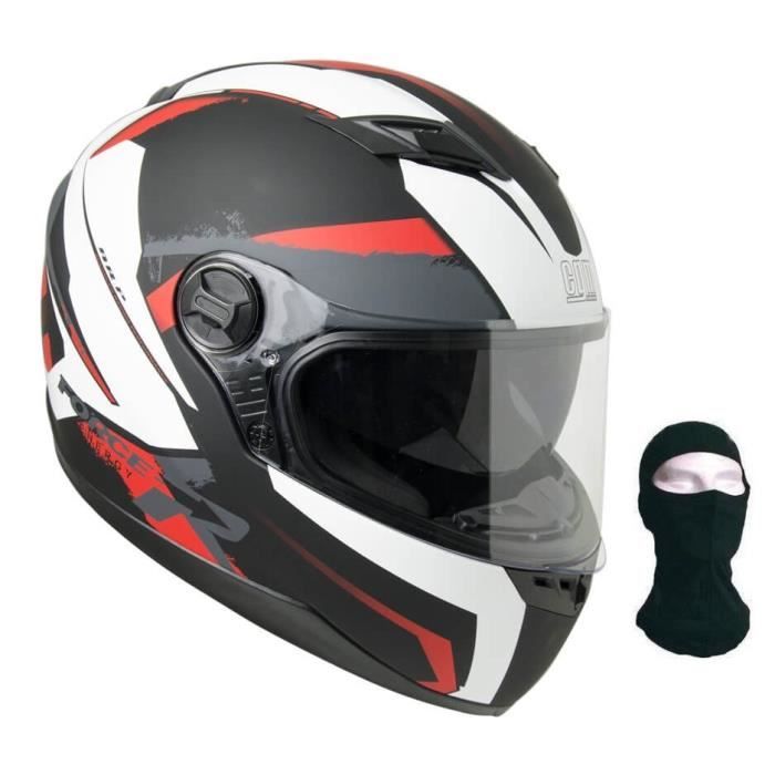 CGM Casque intégral 308X Atlanta + cagoule - Déco rouge