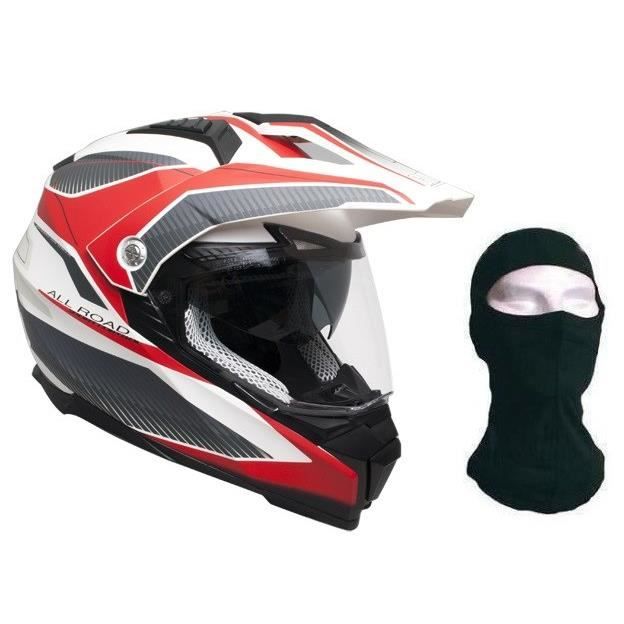 CGM Casque Cross 606G Forward + cagoule - Gris et Rouge
