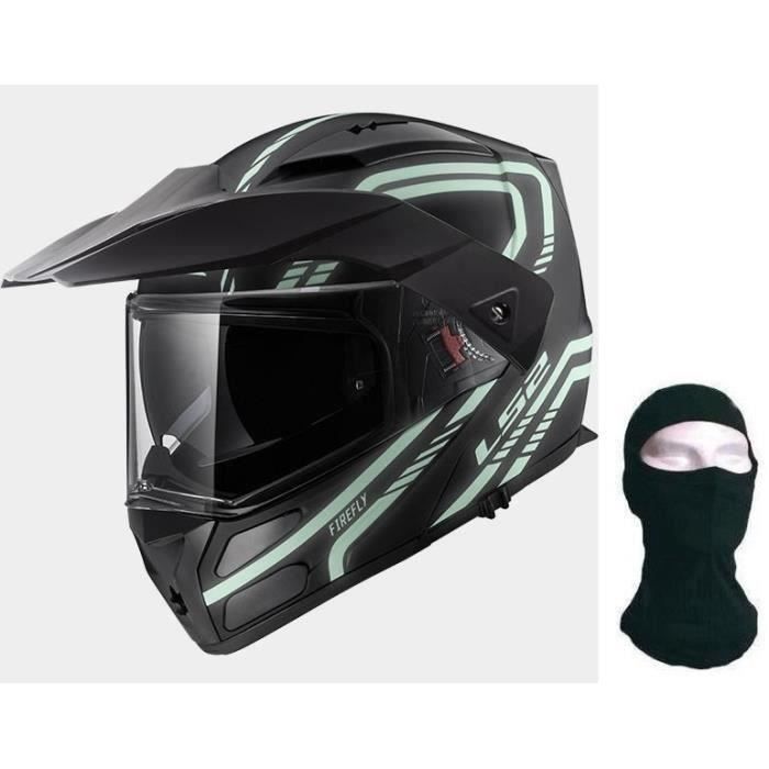 LS2 Casque modulable Metro Evo Firefly + Cagoule - Noir et vert mat