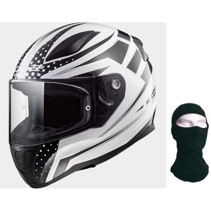 LS2 Casque intégral Rapid Carborace + Cagoule - Noir et blanc