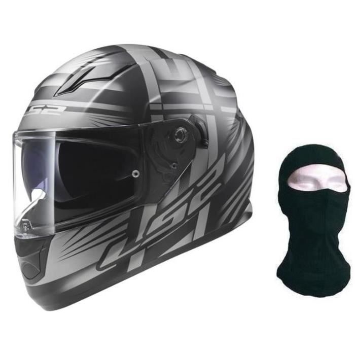 LS2 Casque Intégral Stream Bang Noir Mat Titanium + Cagoule