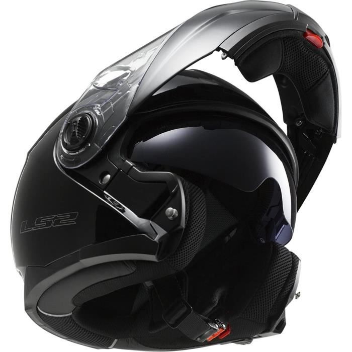 LS2 Casque Modulable Strob Noir Mat + Cagoule