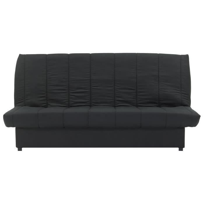 MILA Banquette clic clac 3 places - Tissu noir - Contemporain - L 190 x P92 cm