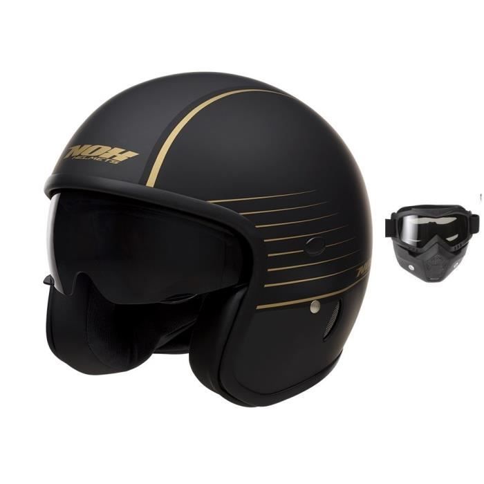 NOX Casque Jet N237 Fast Noir Jaune + Masque Intégral