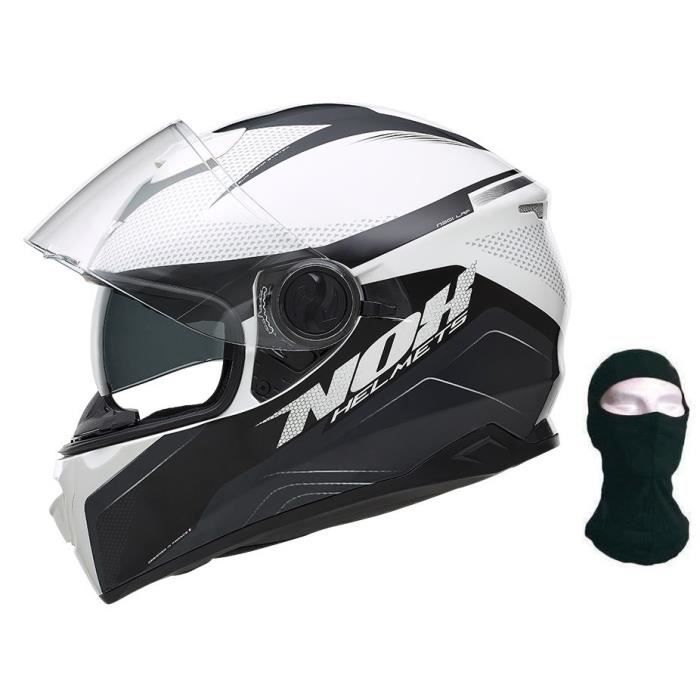 NOX Casque Intégral N301 Lap Blanc Noir + Cagoule