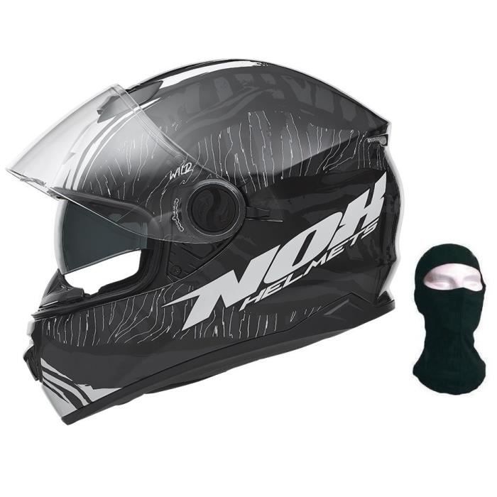 NOX Casque Intégral N301 Wild Blanc + Cagoule