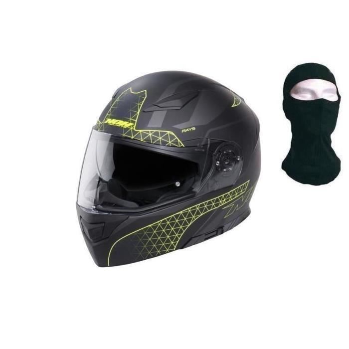 NOX Casque modulable N965 Rays - Jaune + cagoule