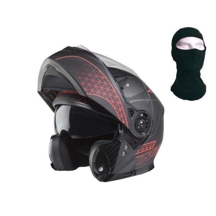NOX Casque modulable N965 Rays - Orange + cagoule