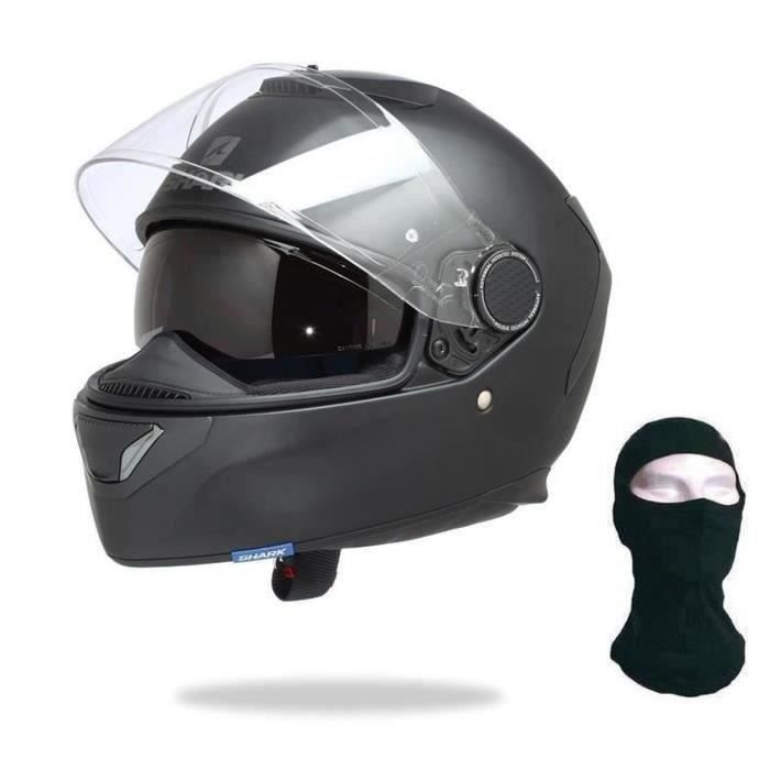 SHARK Casque Moto Spartan Noir Mat + Cagoule